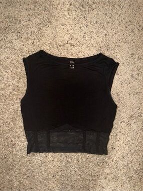 SHEIN Black Cropped Tank with Mesh Panel